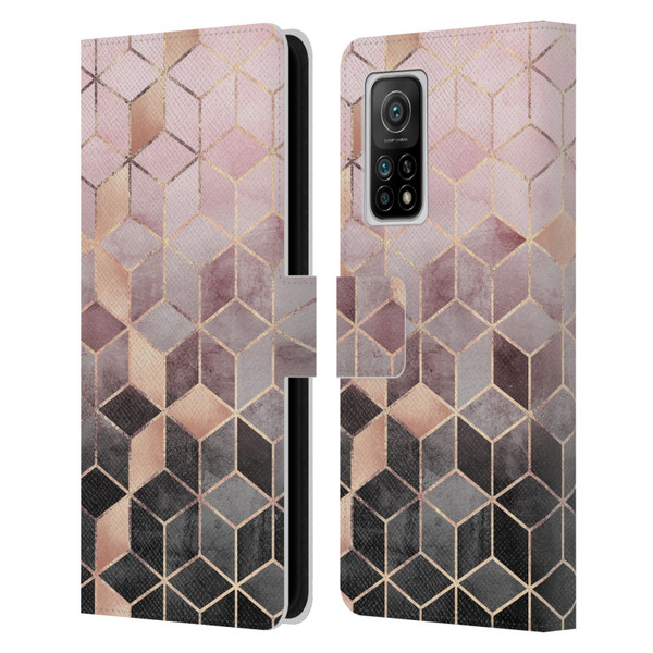 Elisabeth Fredriksson Cubes Collection Pink And Grey Gradient Leather Book Wallet Case Cover For Xiaomi Mi 10T 5G