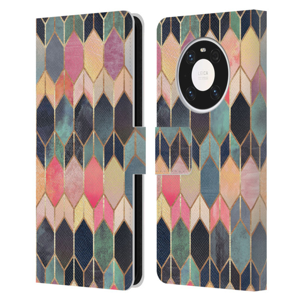 Elisabeth Fredriksson Geometric Design And Pattern Colourful Stained Glass Leather Book Wallet Case Cover For Huawei Mate 40 Pro 5G