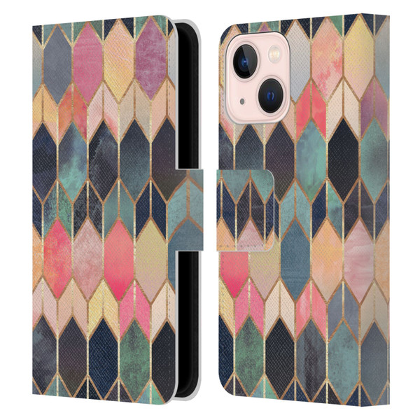 Elisabeth Fredriksson Geometric Design And Pattern Colourful Stained Glass Leather Book Wallet Case Cover For Apple iPhone 13 Mini