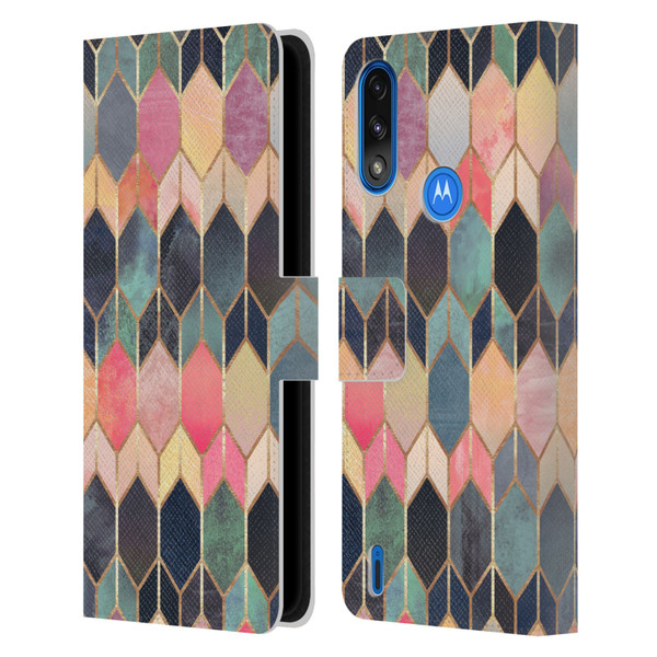 Elisabeth Fredriksson Geometric Design And Pattern Colourful Stained Glass Leather Book Wallet Case Cover For Motorola Moto E7 Power / Moto E7i Power