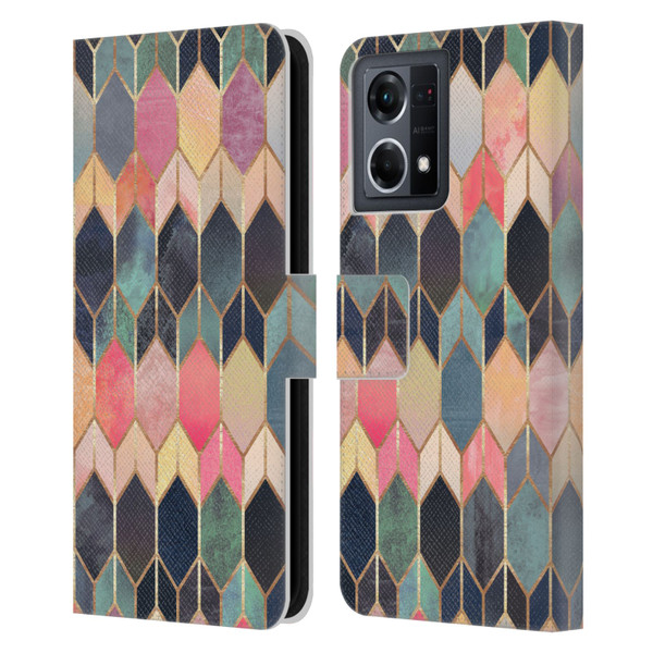 Elisabeth Fredriksson Geometric Design And Pattern Colourful Stained Glass Leather Book Wallet Case Cover For OPPO Reno8 4G