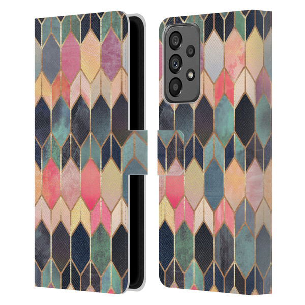 Elisabeth Fredriksson Geometric Design And Pattern Colourful Stained Glass Leather Book Wallet Case Cover For Samsung Galaxy A73 5G (2022)