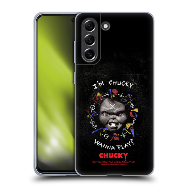 Child's Play Key Art Wanna Play Grunge Soft Gel Case for Samsung Galaxy S21 FE 5G