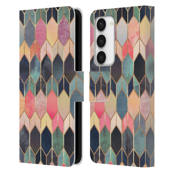 Elisabeth Fredriksson Geometric Design And Pattern Colourful Stained Glass Leather Book Wallet Case Cover For Samsung Galaxy S23 5G
