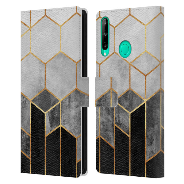 Elisabeth Fredriksson Sparkles Charcoal Hexagons Leather Book Wallet Case Cover For Huawei P40 lite E