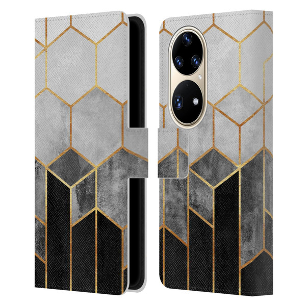 Elisabeth Fredriksson Sparkles Charcoal Hexagons Leather Book Wallet Case Cover For Huawei P50 Pro