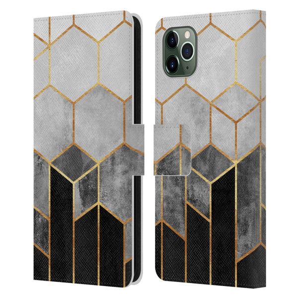 Elisabeth Fredriksson Sparkles Charcoal Hexagons Leather Book Wallet Case Cover For Apple iPhone 11 Pro Max
