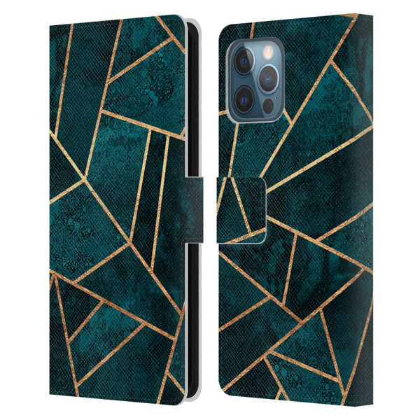 Elisabeth Fredriksson Sparkles Deep Teal Stone Leather Book Wallet Case Cover For Apple iPhone 12 Pro Max
