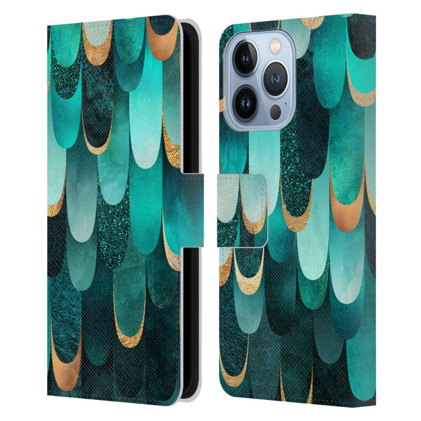 Elisabeth Fredriksson Sparkles Turquoise Leather Book Wallet Case Cover For Apple iPhone 13 Pro