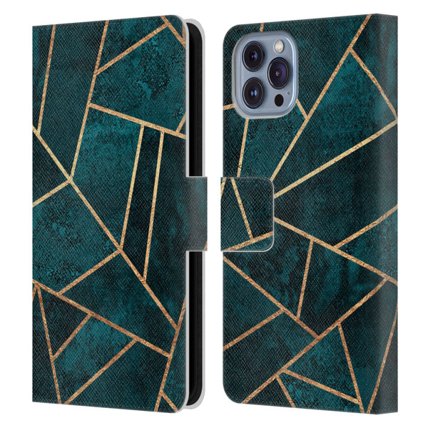 Elisabeth Fredriksson Sparkles Deep Teal Stone Leather Book Wallet Case Cover For Apple iPhone 14