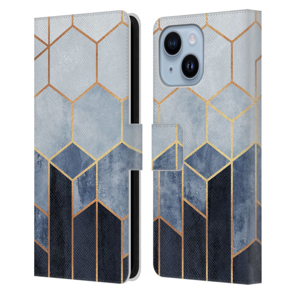 Elisabeth Fredriksson Sparkles Soft Blue Hexagons Leather Book Wallet Case Cover For Apple iPhone 14 Plus