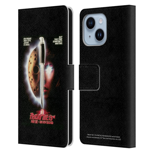 Friday the 13th Part VII The New Blood Graphics Key Art Leather Book Wallet Case Cover For Apple iPhone 14 Plus