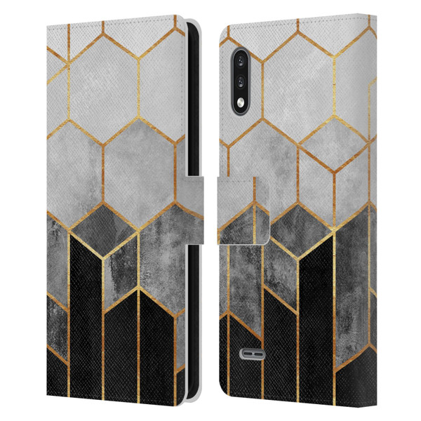 Elisabeth Fredriksson Sparkles Charcoal Hexagons Leather Book Wallet Case Cover For LG K22