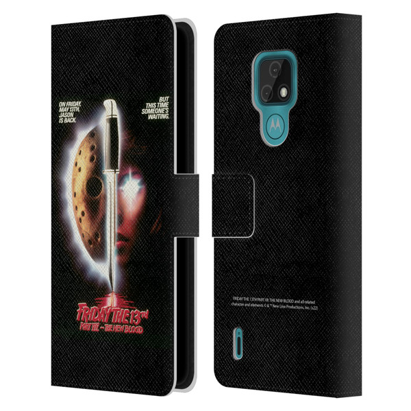 Friday the 13th Part VII The New Blood Graphics Key Art Leather Book Wallet Case Cover For Motorola Moto E7