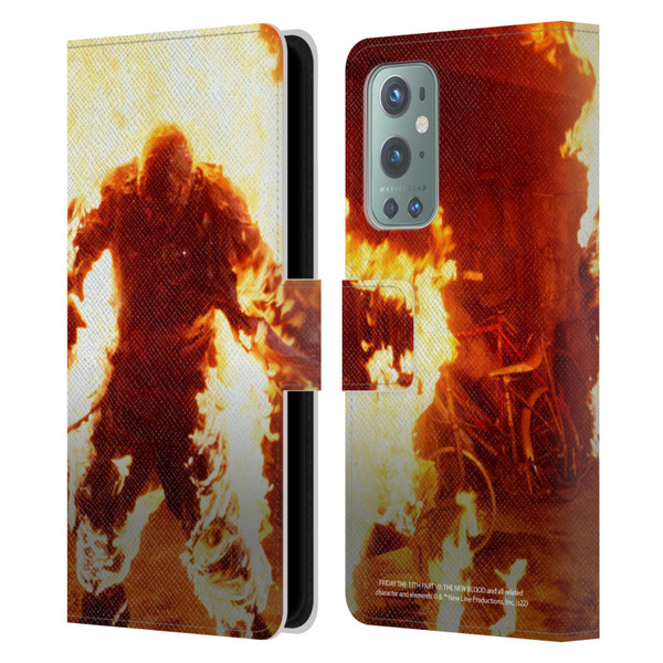 Friday the 13th Part VII The New Blood Graphics Jason Voorhees On Fire Leather Book Wallet Case Cover For OnePlus 9