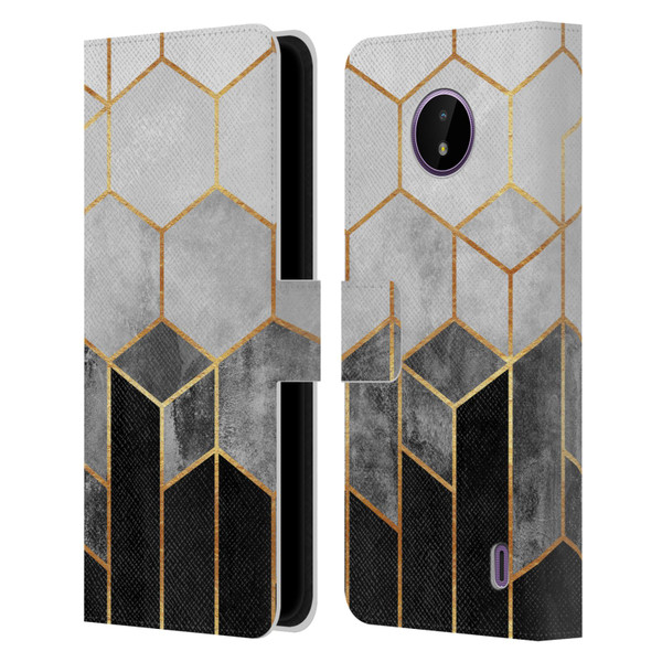 Elisabeth Fredriksson Sparkles Charcoal Hexagons Leather Book Wallet Case Cover For Nokia C10 / C20
