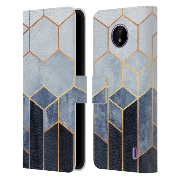 Elisabeth Fredriksson Sparkles Soft Blue Hexagons Leather Book Wallet Case Cover For Nokia C10 / C20
