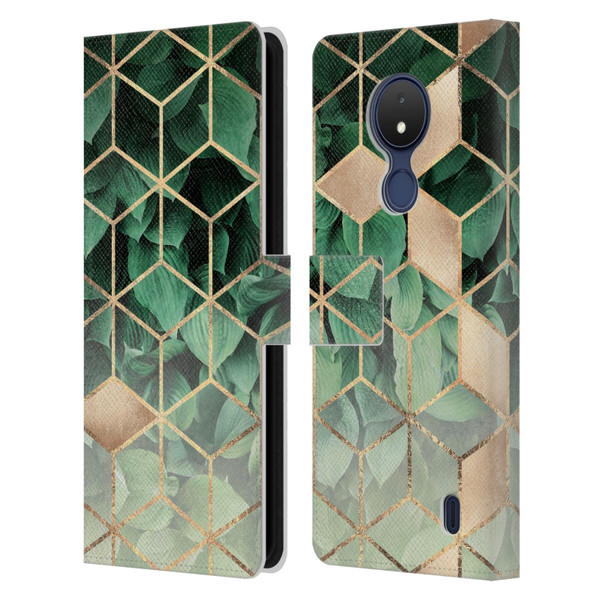 Elisabeth Fredriksson Sparkles Leaves And Cubes Leather Book Wallet Case Cover For Nokia C21