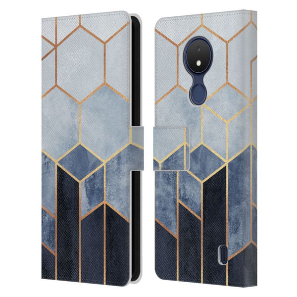 Elisabeth Fredriksson Sparkles Soft Blue Hexagons Leather Book Wallet Case Cover For Nokia C21
