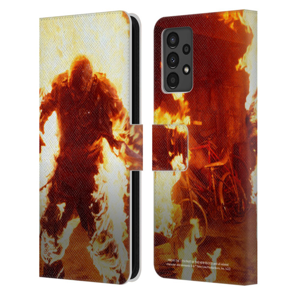 Friday the 13th Part VII The New Blood Graphics Jason Voorhees On Fire Leather Book Wallet Case Cover For Samsung Galaxy A13 (2022)