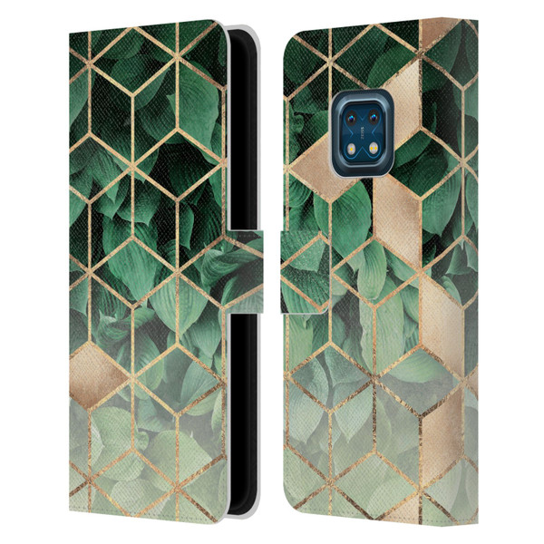 Elisabeth Fredriksson Sparkles Leaves And Cubes Leather Book Wallet Case Cover For Nokia XR20