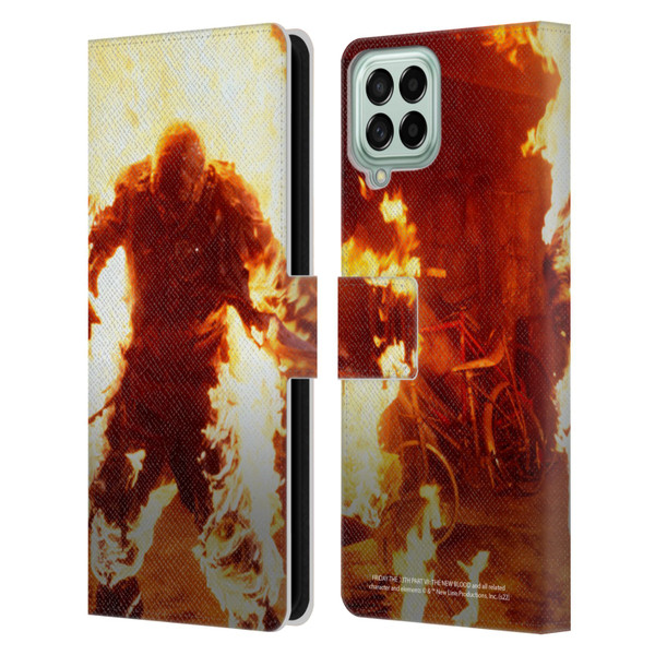 Friday the 13th Part VII The New Blood Graphics Jason Voorhees On Fire Leather Book Wallet Case Cover For Samsung Galaxy M33 (2022)