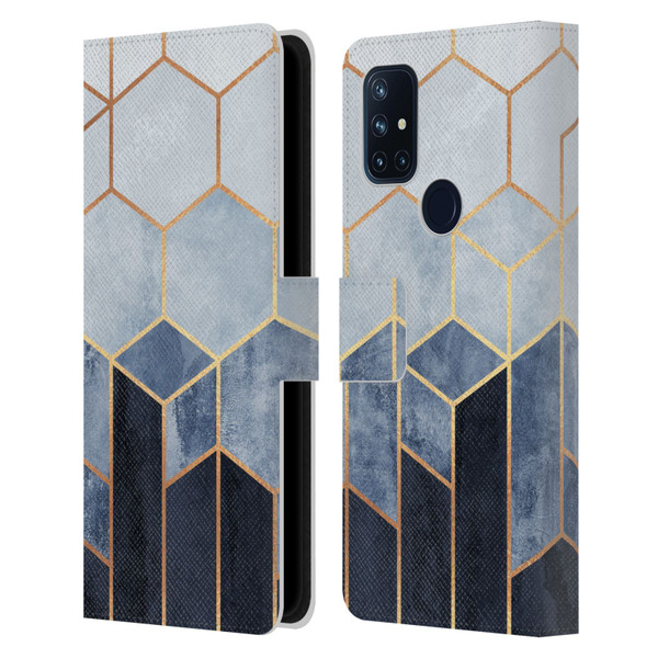 Elisabeth Fredriksson Sparkles Soft Blue Hexagons Leather Book Wallet Case Cover For OnePlus Nord N10 5G