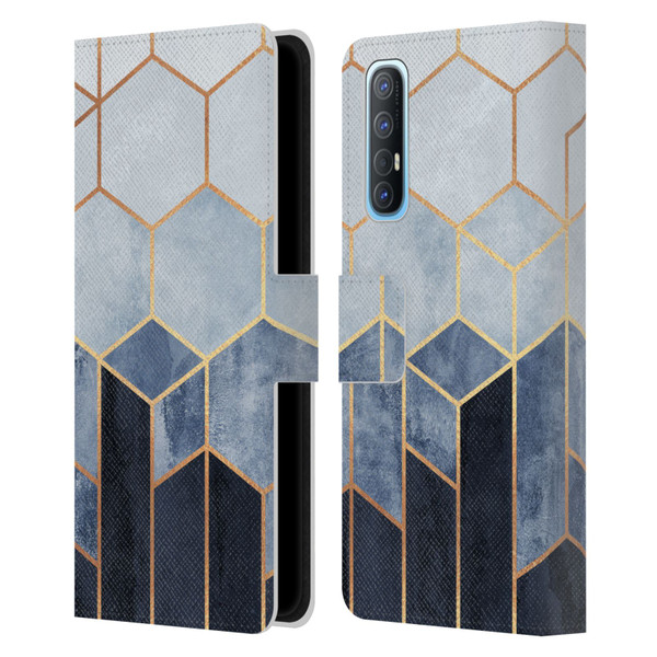 Elisabeth Fredriksson Sparkles Soft Blue Hexagons Leather Book Wallet Case Cover For OPPO Find X2 Neo 5G