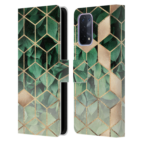 Elisabeth Fredriksson Sparkles Leaves And Cubes Leather Book Wallet Case Cover For OPPO A54 5G