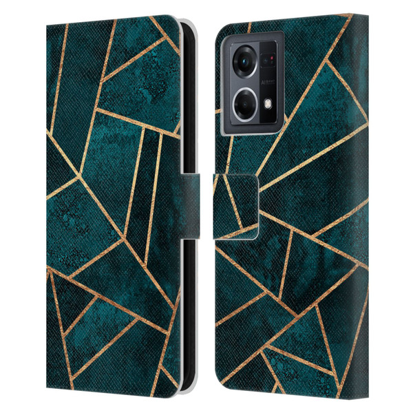 Elisabeth Fredriksson Sparkles Deep Teal Stone Leather Book Wallet Case Cover For OPPO Reno8 4G