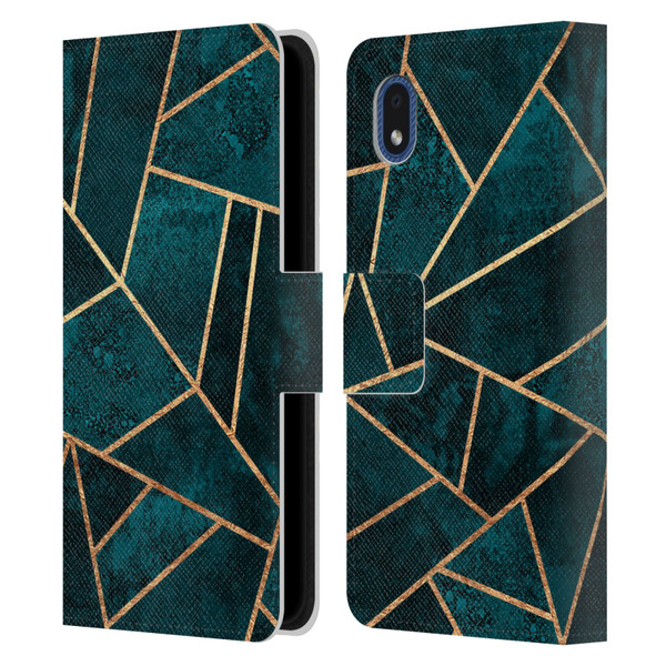 Elisabeth Fredriksson Sparkles Deep Teal Stone Leather Book Wallet Case Cover For Samsung Galaxy A01 Core (2020)