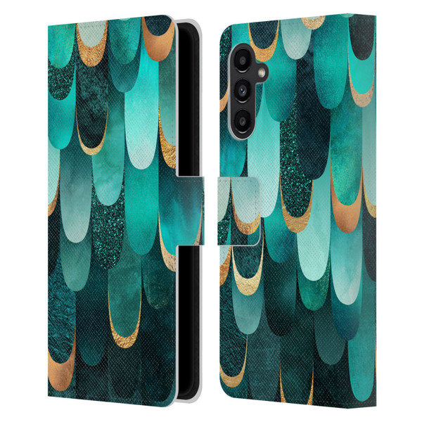 Elisabeth Fredriksson Sparkles Turquoise Leather Book Wallet Case Cover For Samsung Galaxy A13 5G (2021)