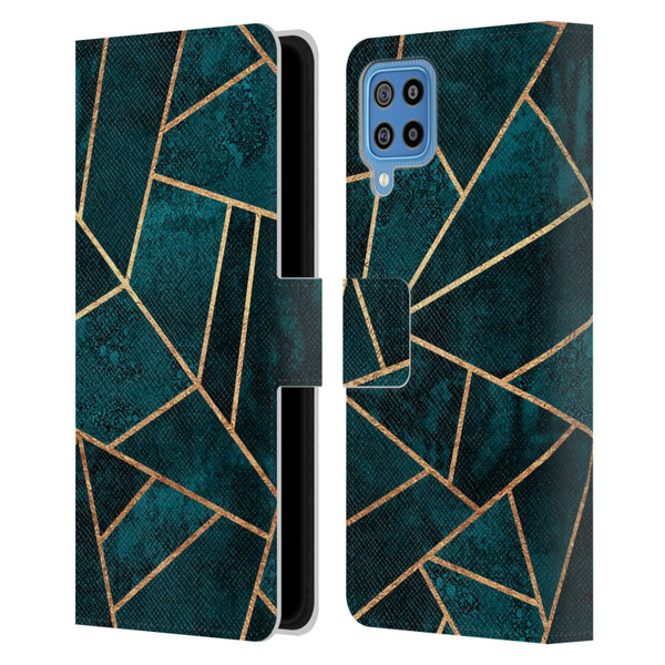 Elisabeth Fredriksson Sparkles Deep Teal Stone Leather Book Wallet Case Cover For Samsung Galaxy F22 (2021)