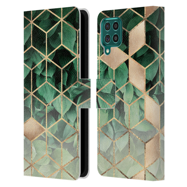 Elisabeth Fredriksson Sparkles Leaves And Cubes Leather Book Wallet Case Cover For Samsung Galaxy F62 (2021)