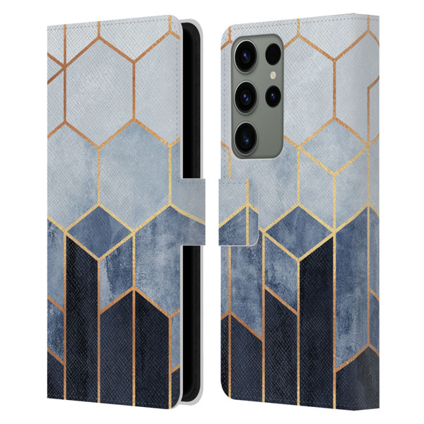 Elisabeth Fredriksson Sparkles Soft Blue Hexagons Leather Book Wallet Case Cover For Samsung Galaxy S23 Ultra 5G