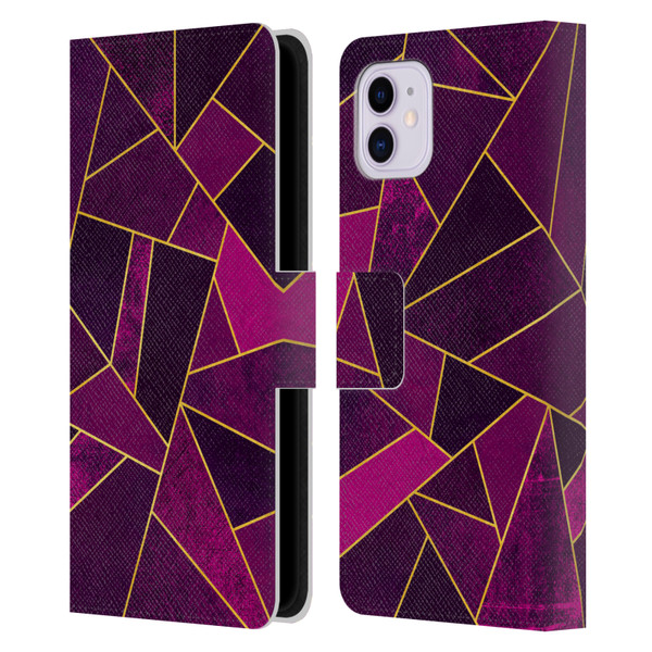 Elisabeth Fredriksson Stone Collection Purple Leather Book Wallet Case Cover For Apple iPhone 11