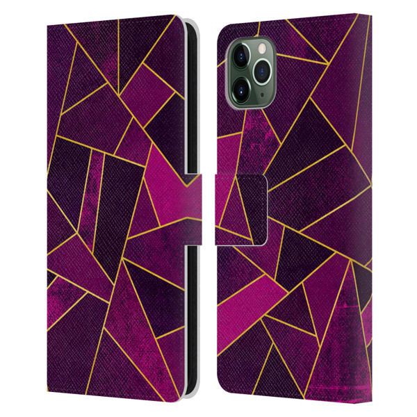 Elisabeth Fredriksson Stone Collection Purple Leather Book Wallet Case Cover For Apple iPhone 11 Pro Max