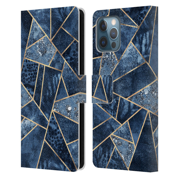 Elisabeth Fredriksson Stone Collection Blue Leather Book Wallet Case Cover For Apple iPhone 12 Pro Max