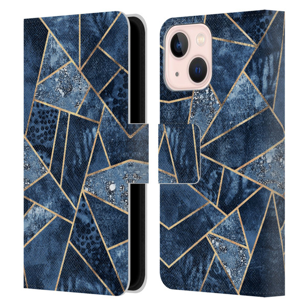Elisabeth Fredriksson Stone Collection Blue Leather Book Wallet Case Cover For Apple iPhone 13 Mini