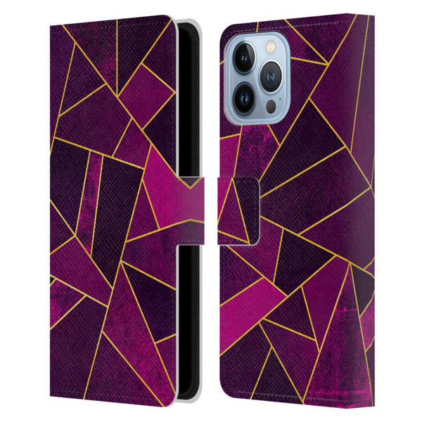 Elisabeth Fredriksson Stone Collection Purple Leather Book Wallet Case Cover For Apple iPhone 13 Pro Max