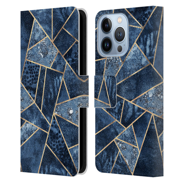 Elisabeth Fredriksson Stone Collection Blue Leather Book Wallet Case Cover For Apple iPhone 13 Pro