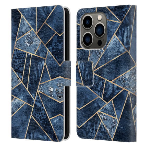 Elisabeth Fredriksson Stone Collection Blue Leather Book Wallet Case Cover For Apple iPhone 14 Pro