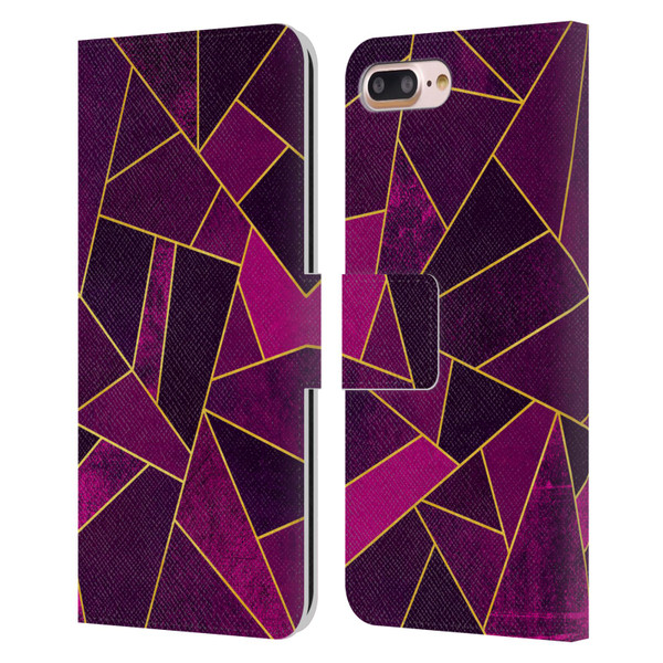 Elisabeth Fredriksson Stone Collection Purple Leather Book Wallet Case Cover For Apple iPhone 7 Plus / iPhone 8 Plus