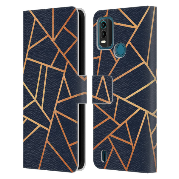 Elisabeth Fredriksson Stone Collection Copper And Midnight Navy Leather Book Wallet Case Cover For Nokia G11 Plus