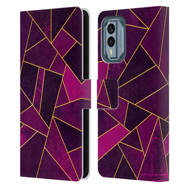Elisabeth Fredriksson Stone Collection Purple Leather Book Wallet Case Cover For Nokia X30