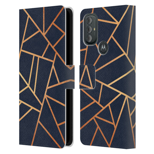 Elisabeth Fredriksson Stone Collection Copper And Midnight Navy Leather Book Wallet Case Cover For Motorola Moto G10 / Moto G20 / Moto G30