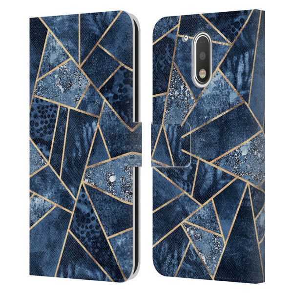 Elisabeth Fredriksson Stone Collection Blue Leather Book Wallet Case Cover For Motorola Moto G41
