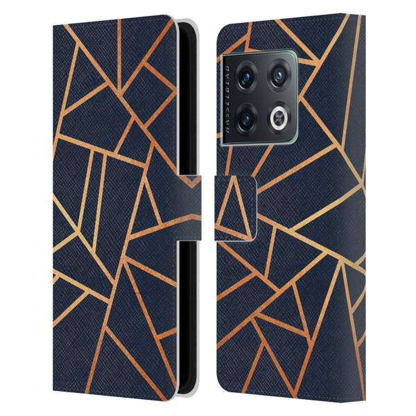 Elisabeth Fredriksson Stone Collection Copper And Midnight Navy Leather Book Wallet Case Cover For OnePlus 10 Pro
