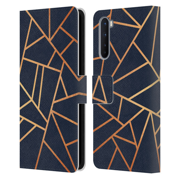 Elisabeth Fredriksson Stone Collection Copper And Midnight Navy Leather Book Wallet Case Cover For OnePlus Nord 5G