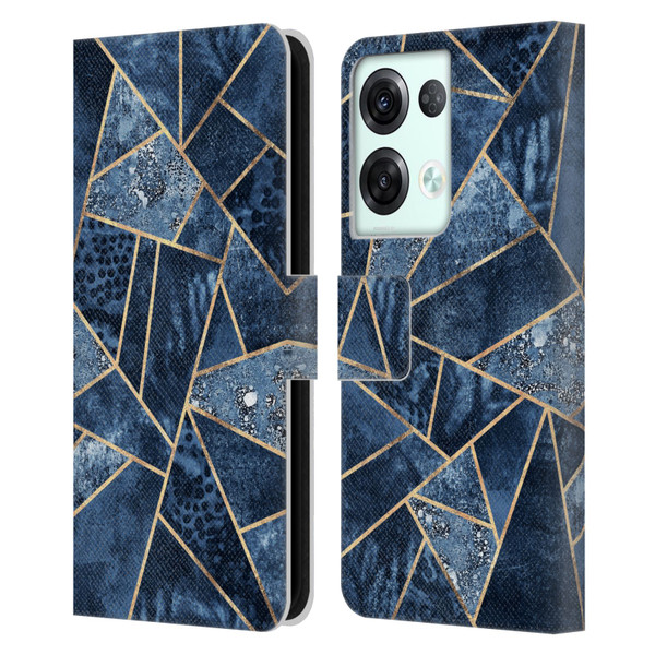 Elisabeth Fredriksson Stone Collection Blue Leather Book Wallet Case Cover For OPPO Reno8 Pro